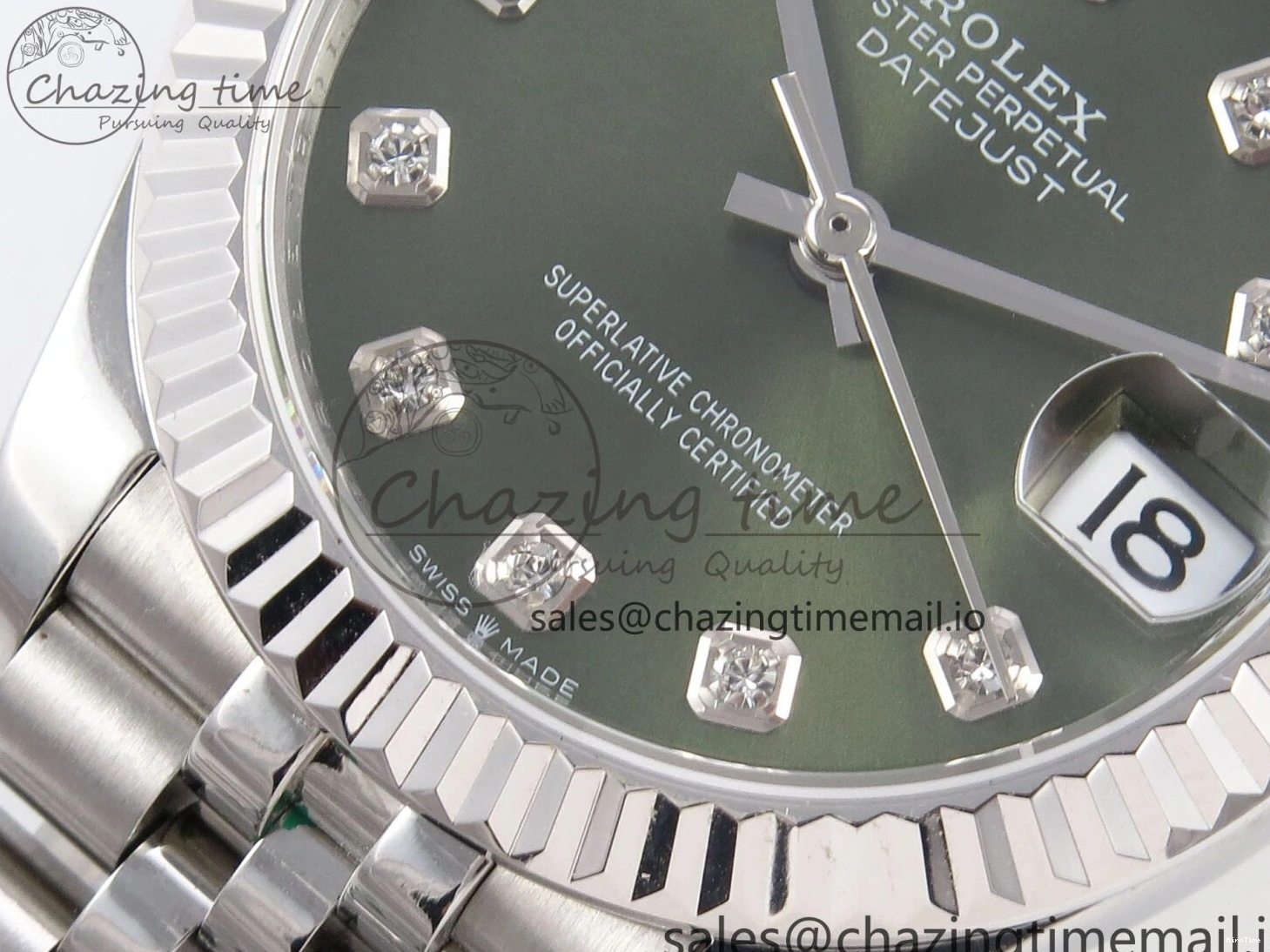 MiroTime 0428 Durable DateJust 31 278274 SS GMF 1:1 Best Edition 904L Steel Green Diamonds Dial on Jubilee Bracelet A 1163